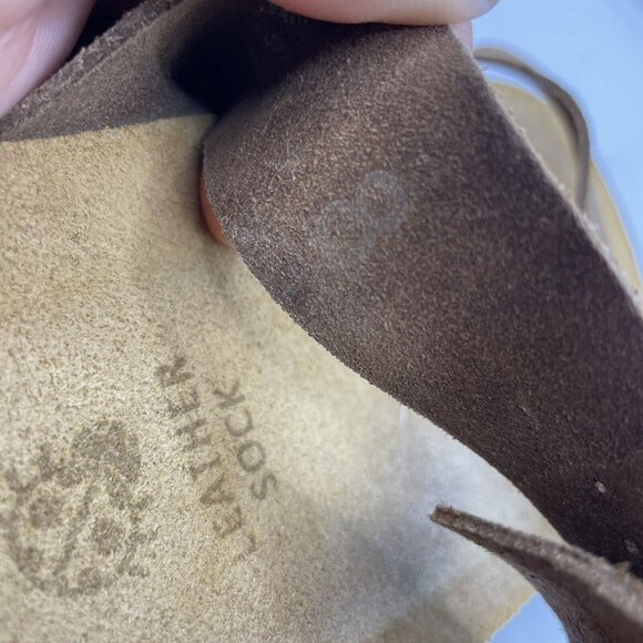 Yokona Womens Sz 8 Brown Leather 2 Strap Slide Sandals Made In Spain E9 - Picture 6 of 7